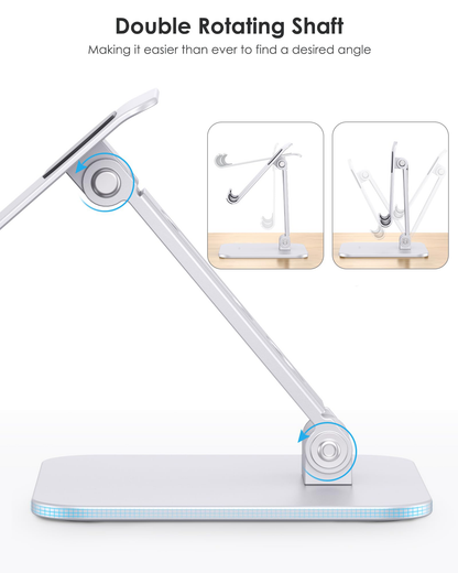 T5 Foldable Tablet Stand, Heavy Adjustable Holder for iPad, Silver