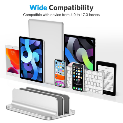 Dual Vertical Desk Laptop Stand Holder, Fits MacBook Air/Pro, Silver