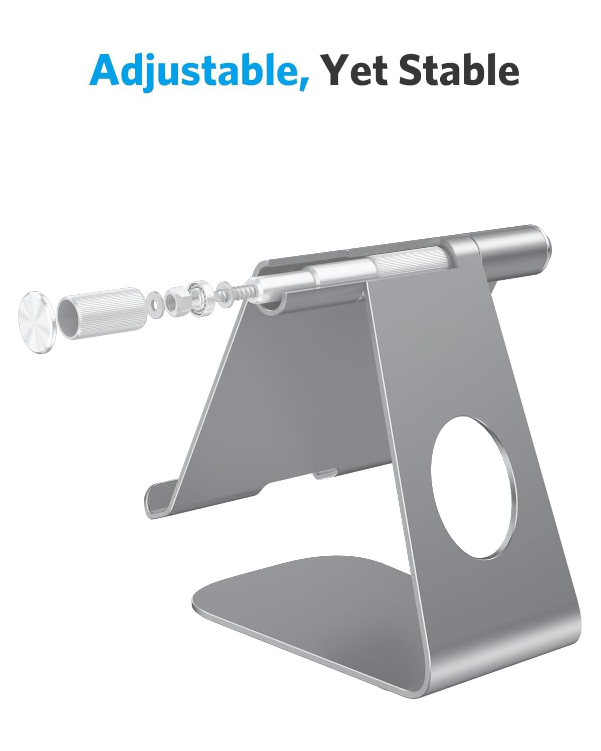 T1 Adjustable Tablet Stand for Desk, Aluminum Holder for iPad Grey