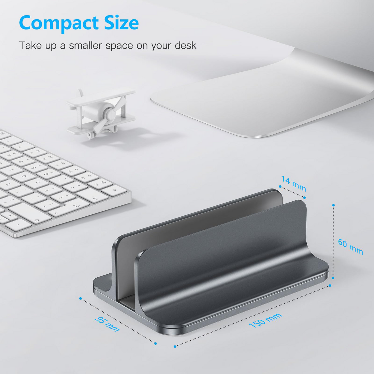 Vertical Laptop Stand Holder, Adjustable Dock for MacBook, Gray