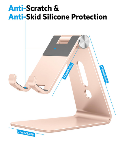 C2 Adjustable Aluminum Cell Phone Stand with Charging Cutout, Gold