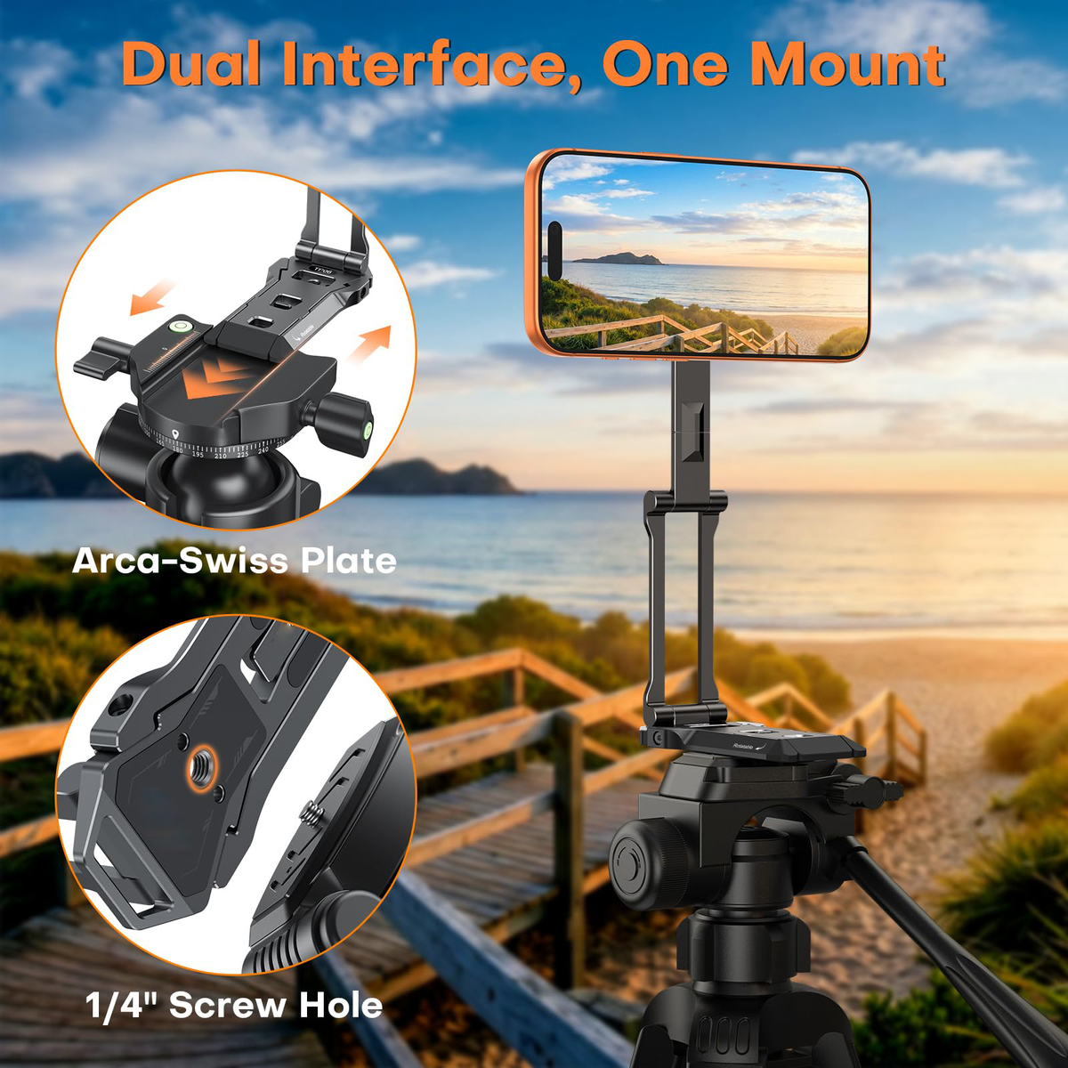 TP06 Pro [Equipped Lanyard] 360° Rotating for MagSafe Tripod, Black Pro