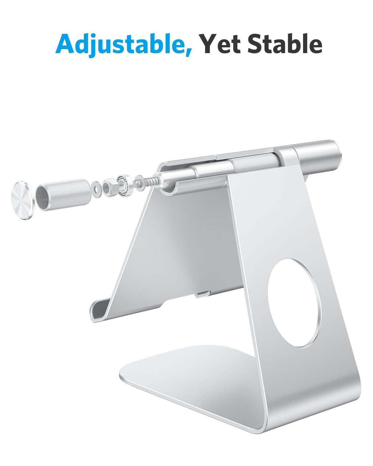 T1 Adjustable Tablet Stand for Desk, Aluminum Holder for iPad Silver