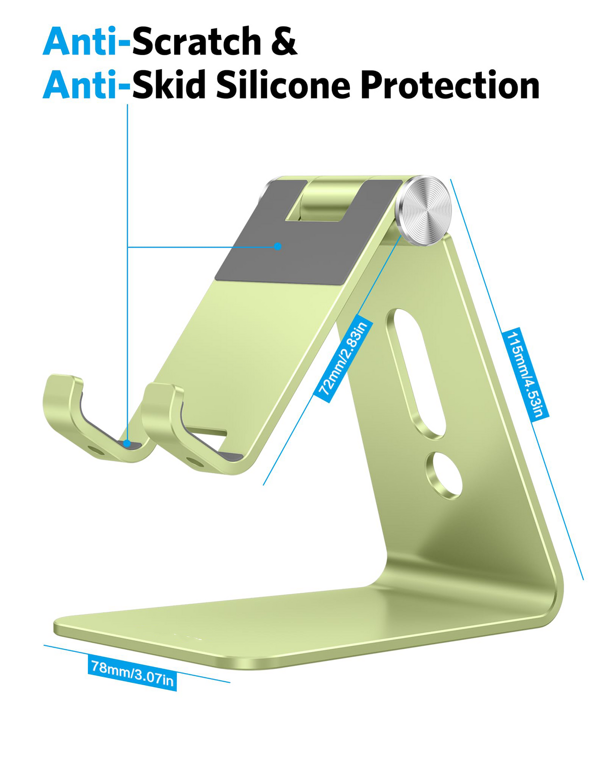 C2 Adjustable Aluminum Cell Phone Stand with Charging Cutout, Green