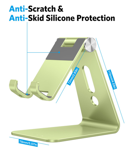 C2 Adjustable Aluminum Cell Phone Stand with Charging Cutout, Green