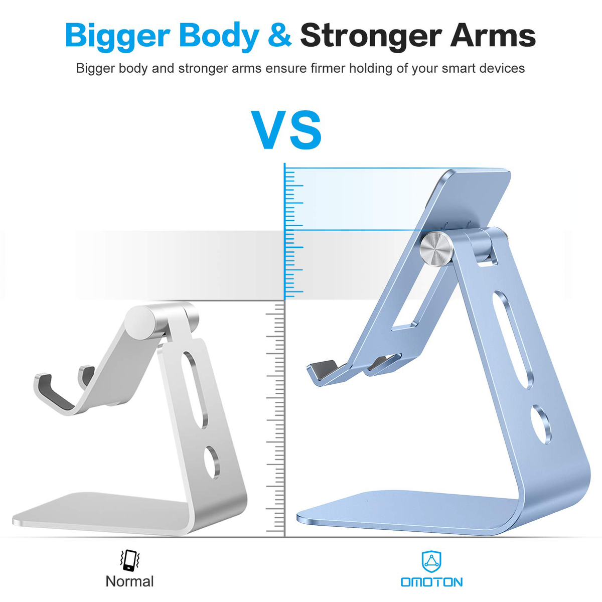 Adjustable Tablet Stand for Desk, Upgraded Longer Arms for Greater Stability, T2 Tablet Holder with Hollow Design for Bigger Sized Phones and Tablets Such as iPad Pro/Air/Mini, Blue