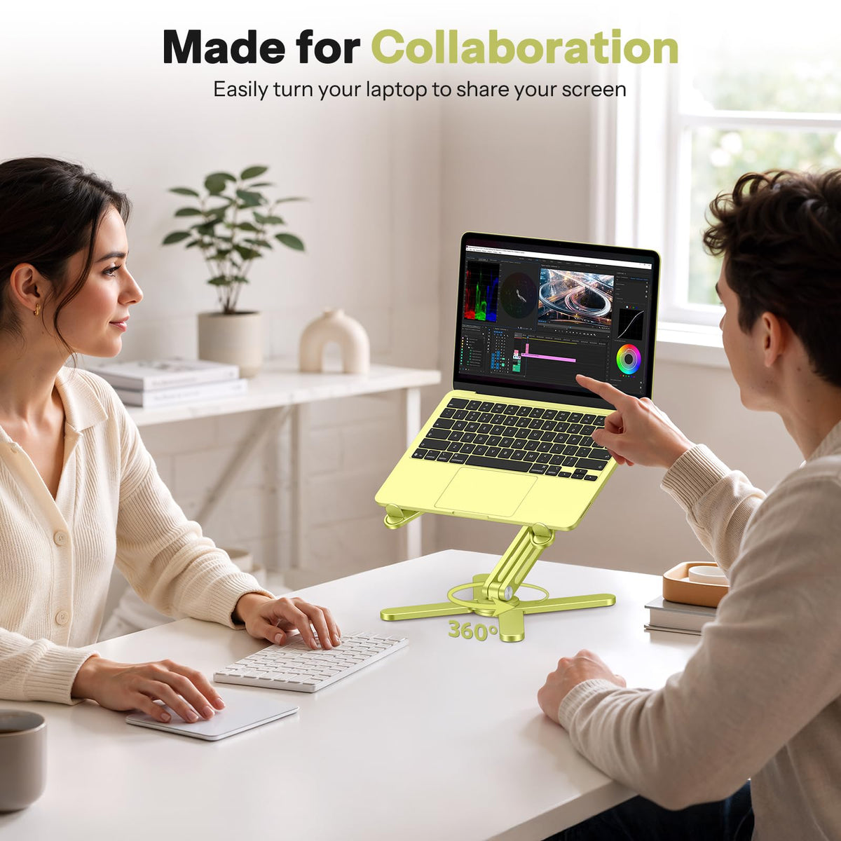 LA10 360° Rotating Laptop Stand Riser Foldable for Desk, Citron