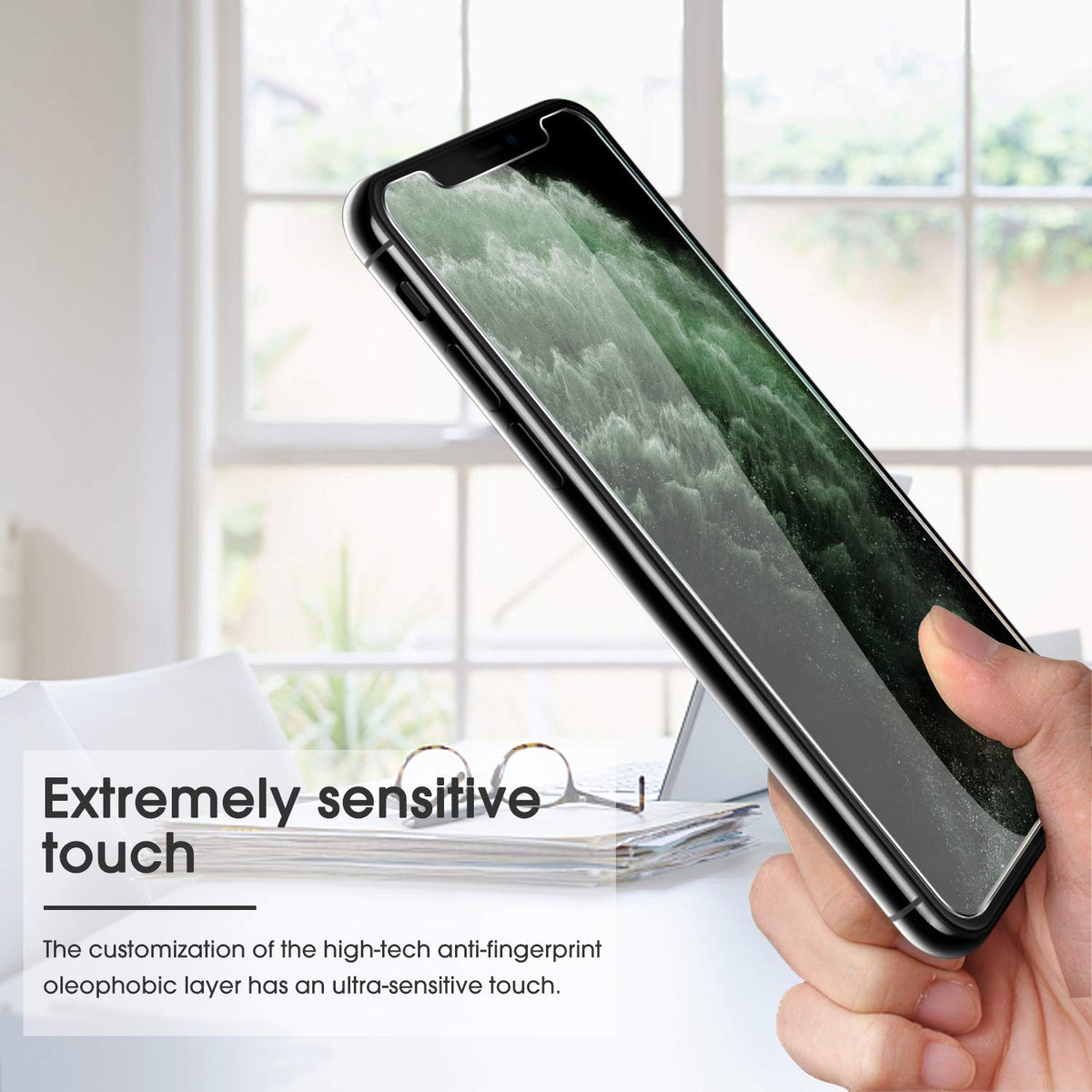 Pack of 4 Tempered Glass Screen Protector Film for iPhone 11 Pro/X/XS [Installation Kit Provided] Anti-Scratch, Easy Installation, Bubble-Free, Transparent [5.8 Inches/5.8 Inches)