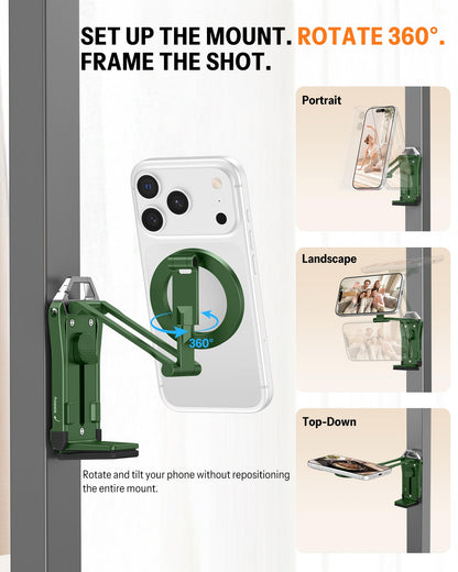 TP02 360°Rotating Adjustable Aluminum for MagSafe Tripod Mount,Green