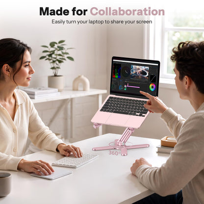 LA10 360° Rotating Laptop Stand Riser Foldable for Desk, Pink