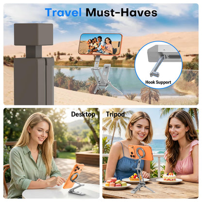 TP06-E [3-Adjust] Sturdy Magnetic Phone Tripod for iPhone 17, Sliver