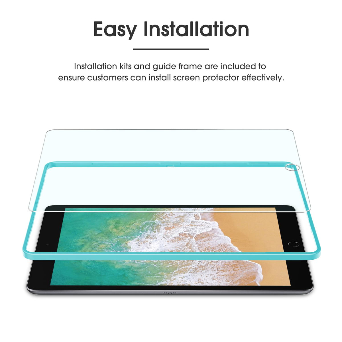 3 Pack Screen Protector for iPad 6th 5th Generation, Tempered Glass Screen Protector Compatible with Apple iPad Pro 9.7 / iPad Air 2 / iPad Air 9.7 Inch with Alignment Frame, Case Friendly