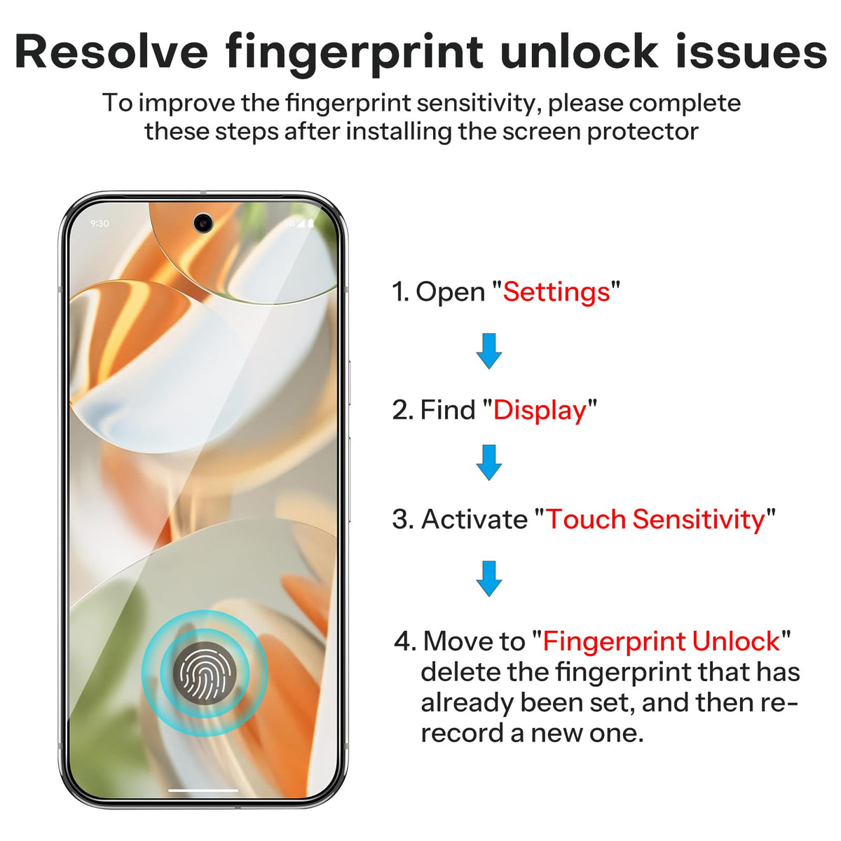 3+2 Pack for Google Pixel 9 Pro Screen Protector 6.3 inch