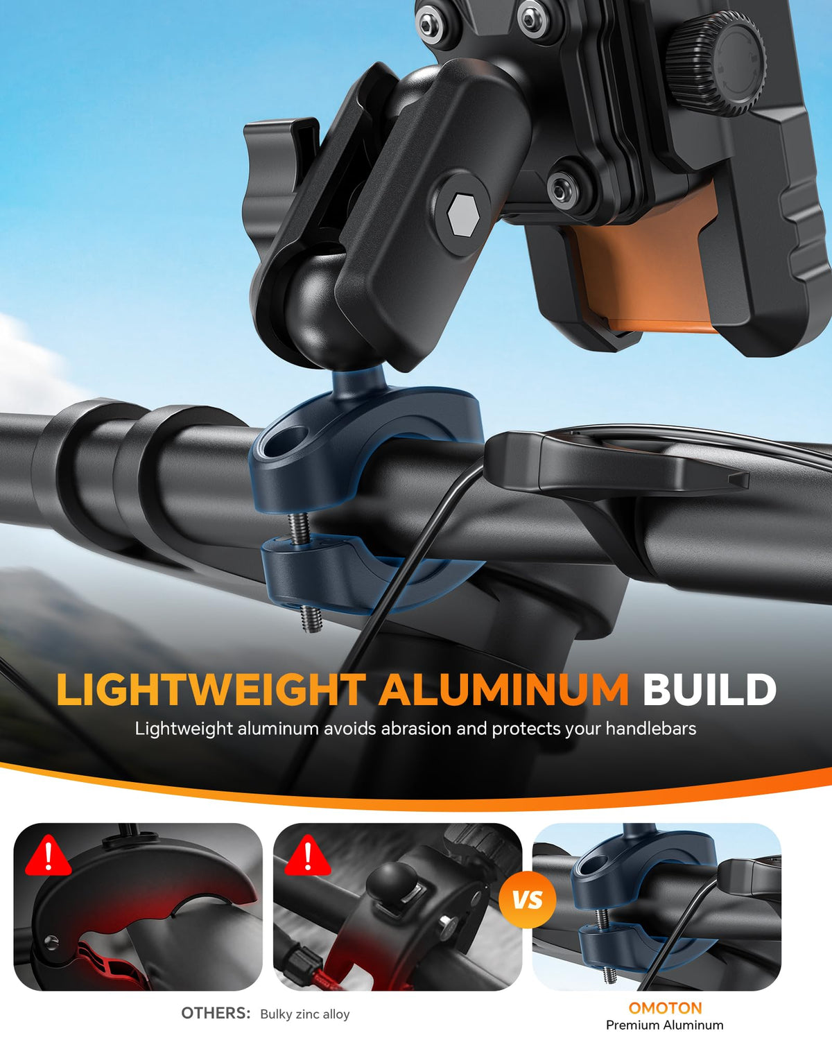 Motorcycle Phone Mount Anti-Theft, Camera-Friendly Bike Phone Holder
