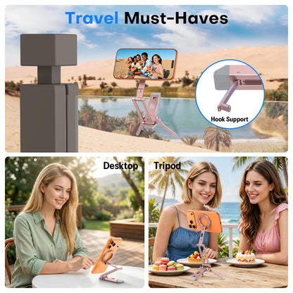 TP06-E [3-Adjust] Sturdy Magnetic Phone Tripod for iPhone 17, Pink