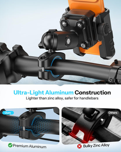 Bike Phone Holder Extended Arm, Anti-Shake Camera-Friendly Mount