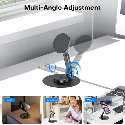 MS05 [Height Adjustable] 360° Rotating Magnetic Phone Stand, Black