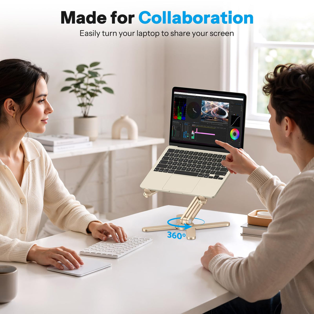 LA10 360° Rotating Laptop Stand Riser Foldable for Desk, Gold