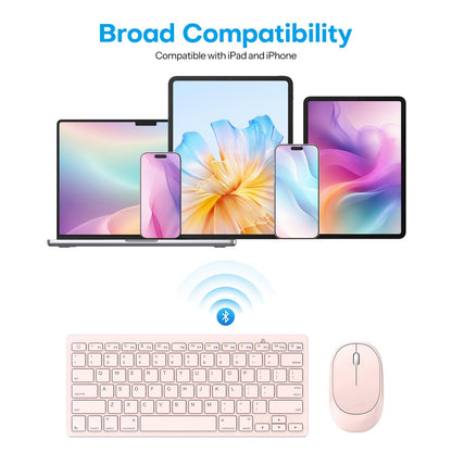 Bluetooth Keyboard and Mouse for iPad, Slim & Silent, Pink