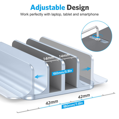 Dual Vertical Desk Laptop Stand Holder, Fits MacBook Air, Sky Blue