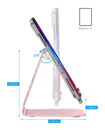 T1 Adjustable Tablet Stand for Desk, Aluminum Holder Rose Gold