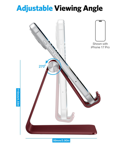 C2 Adjustable Cell Phone Stand with Charging Cutout, Cherry Red
