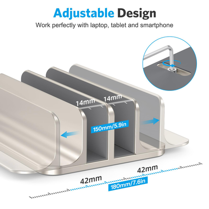 Dual Vertical Desk Laptop Stand Holder, Fits MacBook Air, Starlight