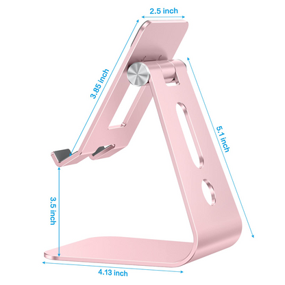 Adjustable Tablet Stand for Desk, Upgraded Longer Arms for Greater Stability, T2 Tablet Holder with Hollow Design for Bigger Sized Phones and Tablets Such as iPad Pro/Air/Mini, Rose Gold