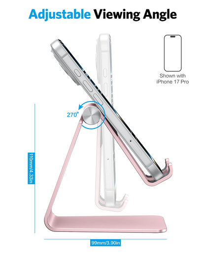 C2 Adjustable Aluminum Cell Phone Stand with Charging Cutout, Rose Gold