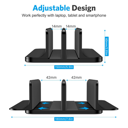 Dual Vertical Desk Laptop Stand Holder, Fits MacBook Air/Pro, Black
