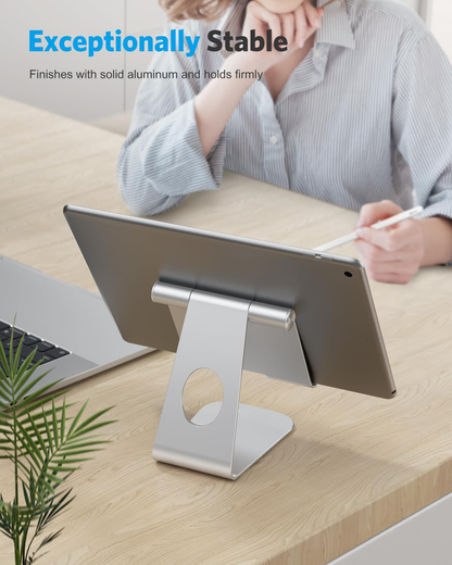 T1 Adjustable Tablet Stand for Desk, Aluminum Holder for iPad Silver