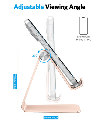 C2 Adjustable Aluminum Cell Phone Stand with Charging Cutout, Gold