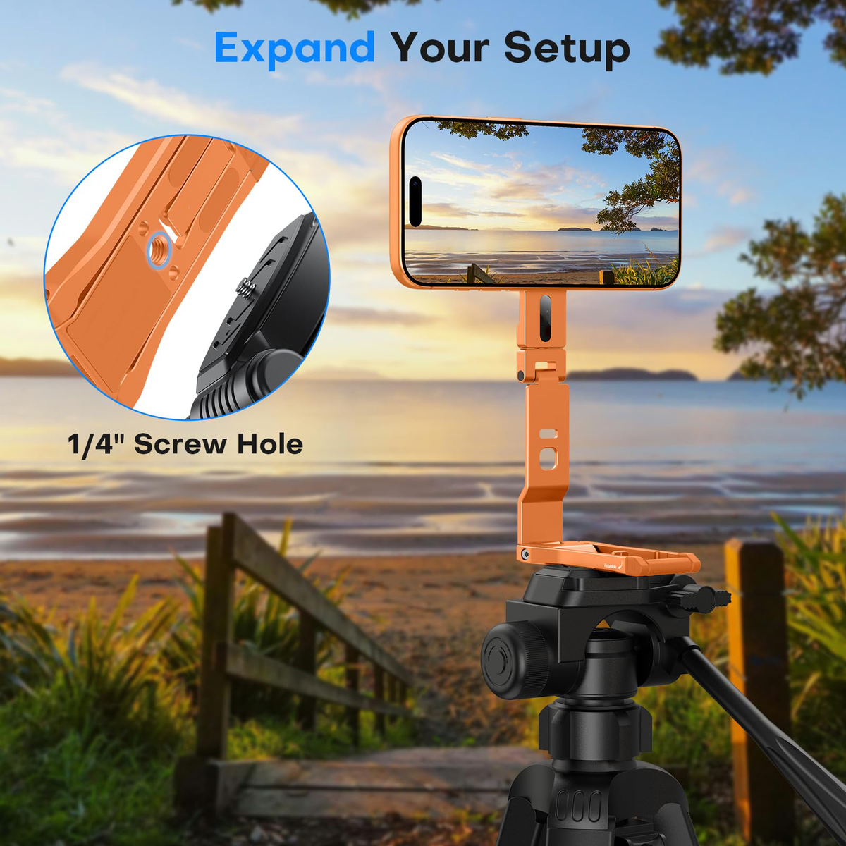 TP03 [Ultra-Slim] 360° Rotating for MagSafe Tripod with Hook, Orange