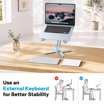 LA10 360° Rotating Laptop Stand Riser Foldable for Desk, Sky Blue