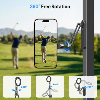 Magnetic Golf Cart Phone Holder, 1/4" Screw, 5.6in Extendable Arm