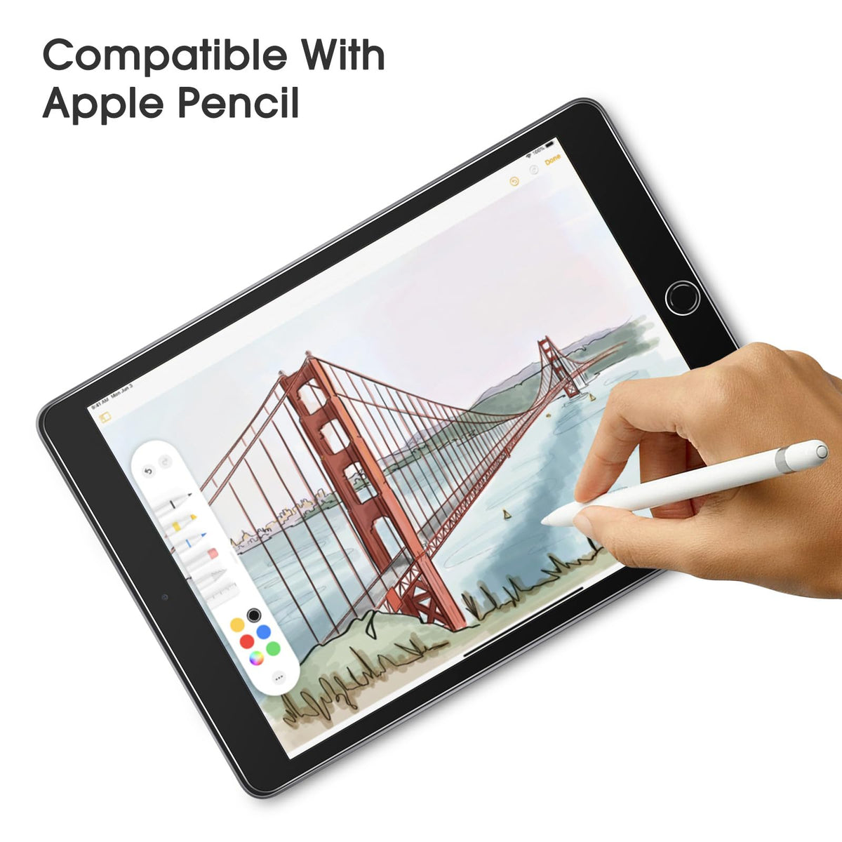 3 Pack Screen Protector for iPad 6th 5th Generation, Tempered Glass Screen Protector Compatible with Apple iPad Pro 9.7 / iPad Air 2 / iPad Air 9.7 Inch with Alignment Frame, Case Friendly