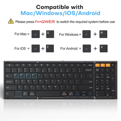 Foldable Keyboard and Mouse for 3 Devices, Wireless Bluetooth Combo