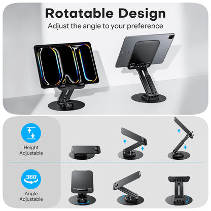 Tablet Stand for iPad, Adjustable Tablet Holder for Desk, Portable Monitor Stand Compatible with 4-15.6" Tablets Kindle Such as iPad Pro 11, 10.2, 13, Air/Mini