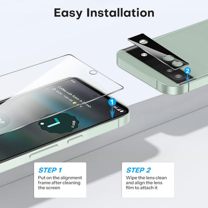 3+2 Pack Screen Protector for Google Pixel 6a (6.1 Inch 2022 Release), 3 Pack Tempered Glass Screen Protector & 2 Pack Camera Lens Protector, Bubble Free/Scratch Resistant