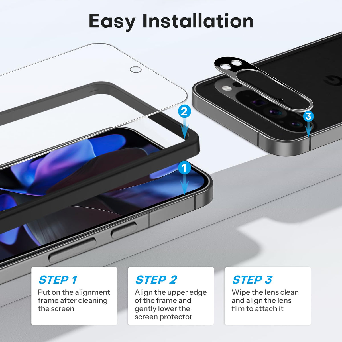 3+2 Pack for Google Pixel 9 Pro XL Screen Protector 6.8 Inch