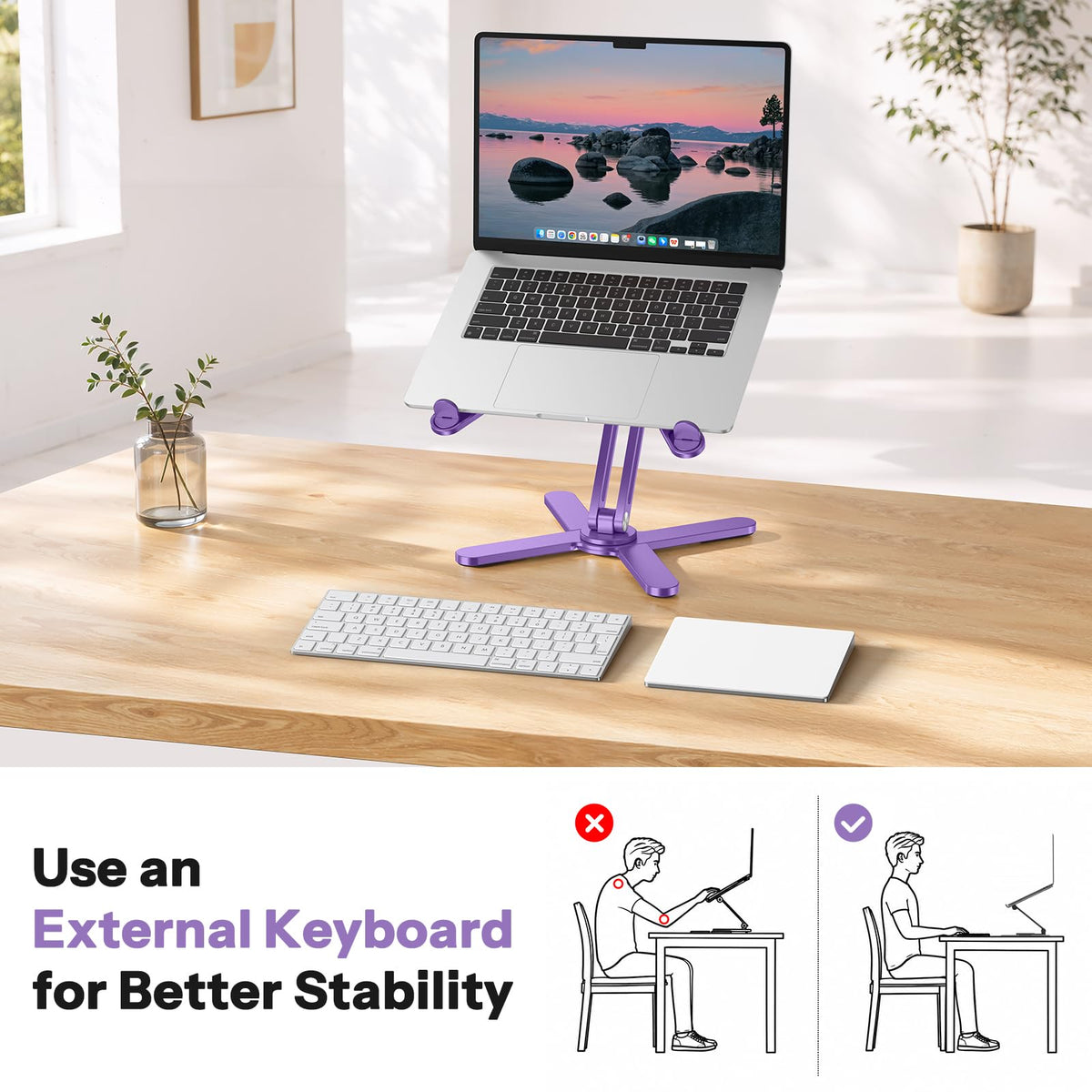 LA10 360° Rotating Laptop Stand Riser Foldable for Desk, Purple
