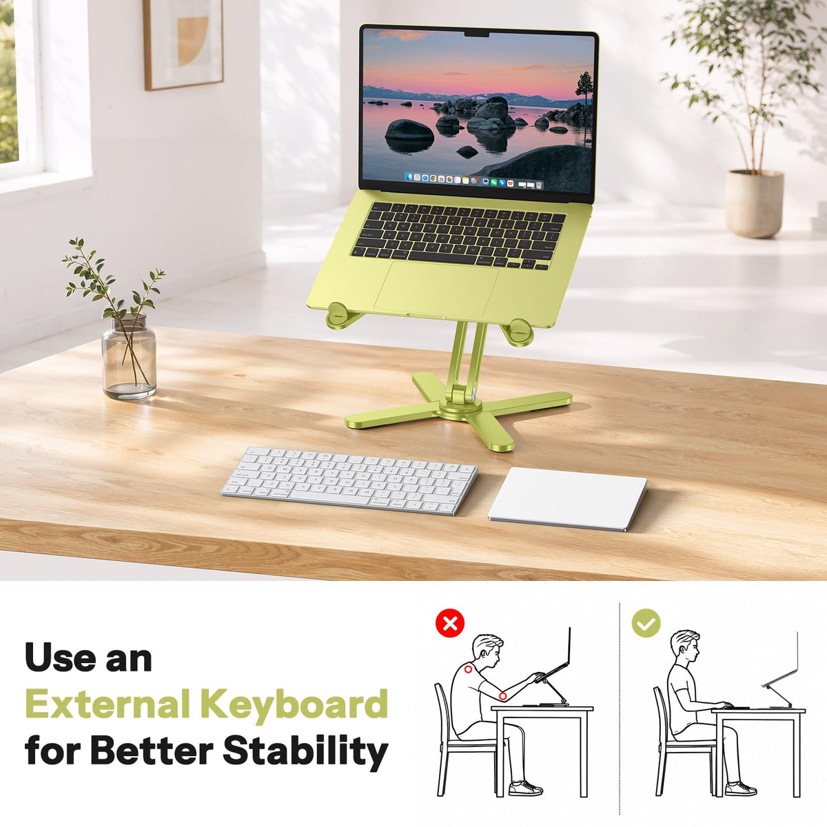 LA10 360° Rotating Laptop Stand Riser Foldable for Desk, Citron