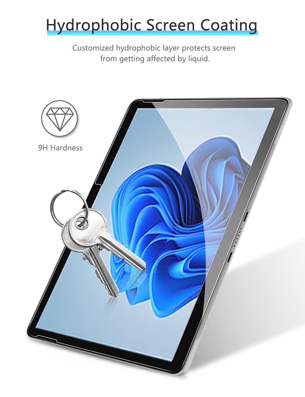 [2 Pack Screen Protector Compatible for Microsoft Surface Go 3 / Surface Go 2 / Surface Go (2021/2020/2018 Released), Tempered Glass High Definition