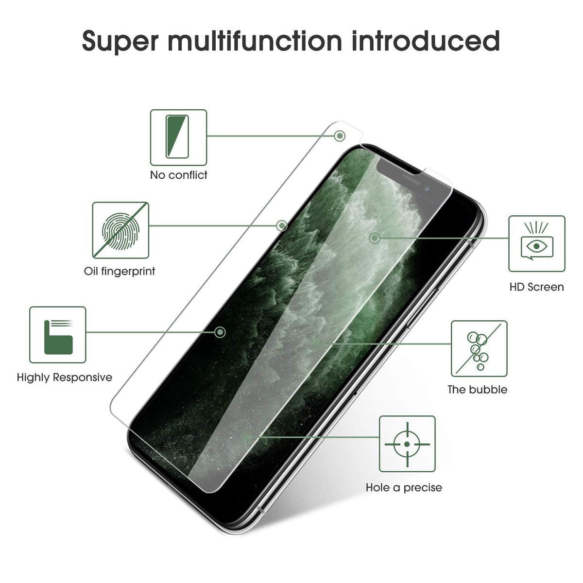 Pack of 4 Tempered Glass Screen Protector Film for iPhone 11 Pro/X/XS [Installation Kit Provided] Anti-Scratch, Easy Installation, Bubble-Free, Transparent [5.8 Inches/5.8 Inches)