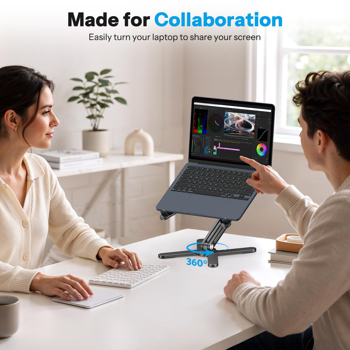 LA10 360° Rotating Laptop Stand Riser Foldable for Desk, Black