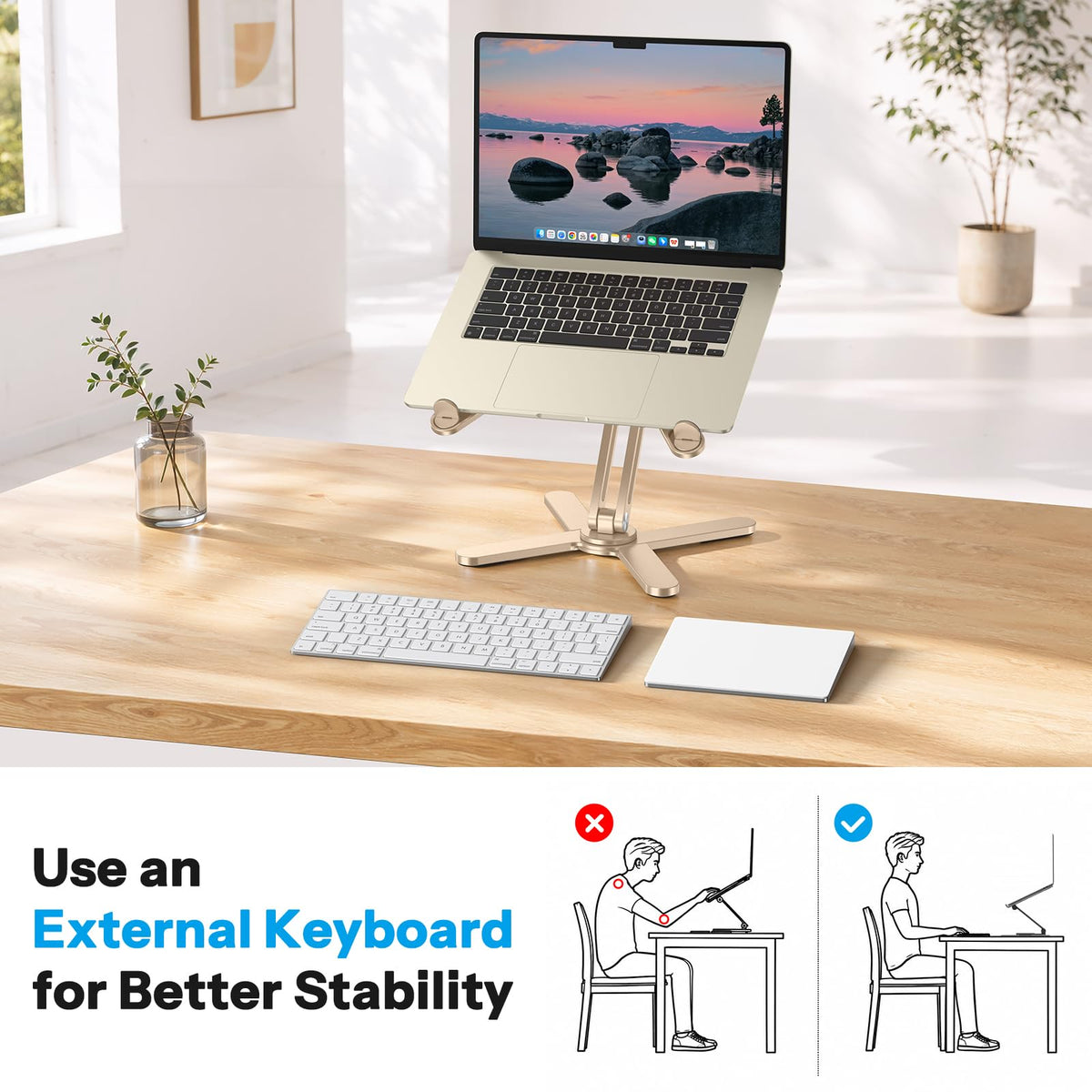 LA10 360° Rotating Laptop Stand Riser Foldable for Desk, Gold