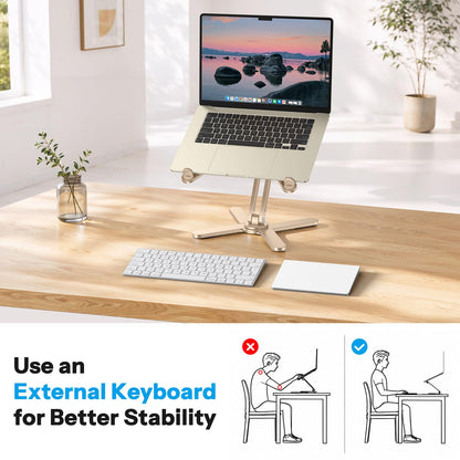 LA10 360° Rotating Laptop Stand Riser Foldable for Desk, Gold