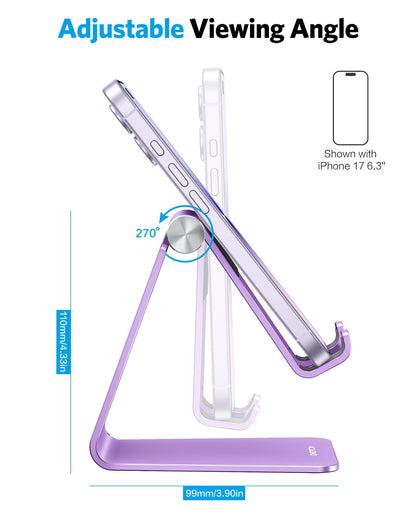 C2 Adjustable Aluminum Cell Phone Stand with Charging Cutout, Purple
