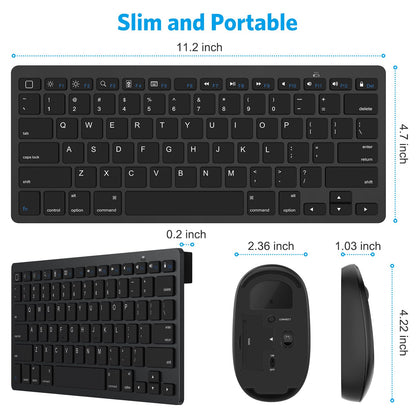 Bluetooth Keyboard and Mouse for iPad, Slim & Silent, Black