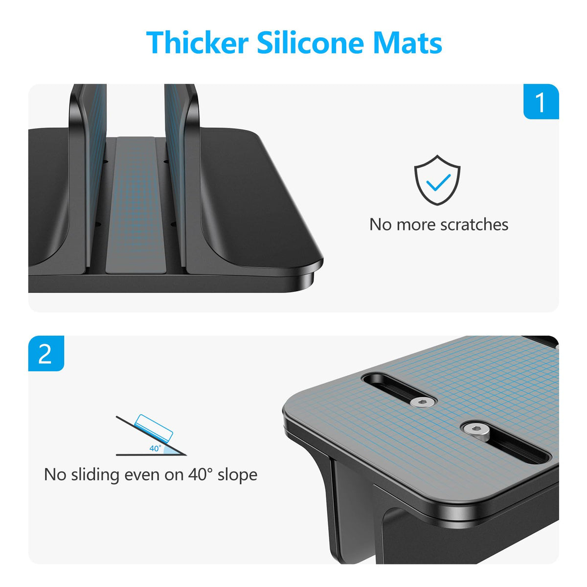 Vertical Laptop Stand, Adjustable Dock for MacBook, Black & Black